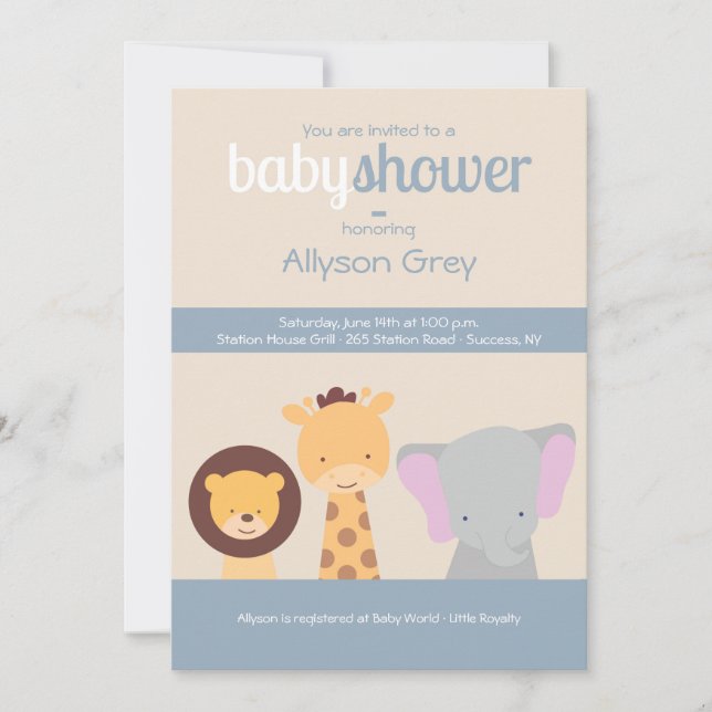Baby Jungle Animals Invitation (Front)