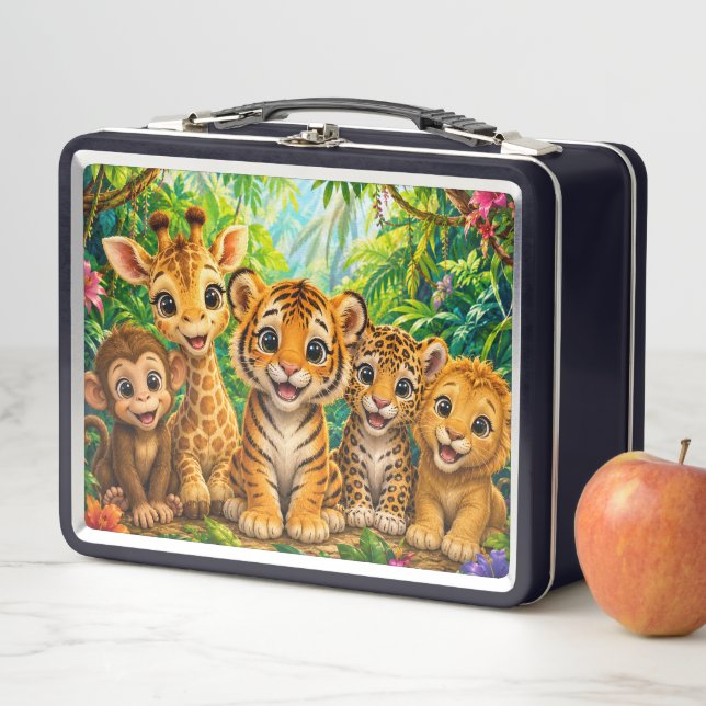 Baby Jungle Animals Metal Lunch Box (In Situ)