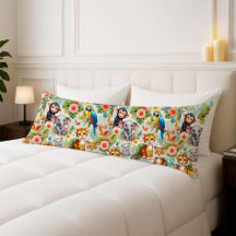 Baby Jungle Animals Tropical Body Pillow Cover