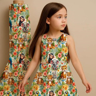 Baby Jungle Animals Tropical Nursery Fabric Print