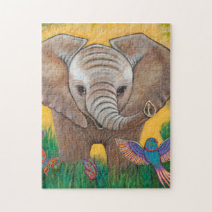 Baby Jungle Elephant Jigsaw Puzzle