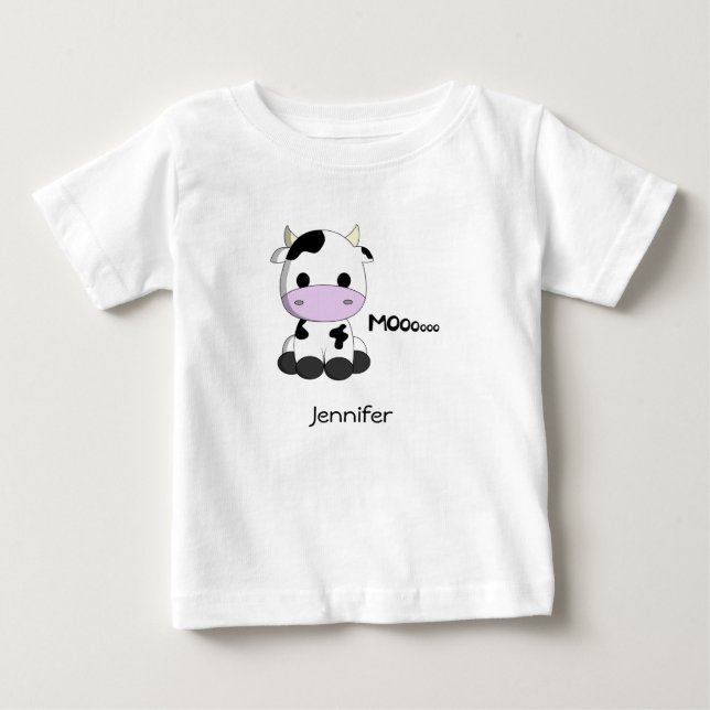 Baby kawaii cow cartoon name T-Shirt (Front)