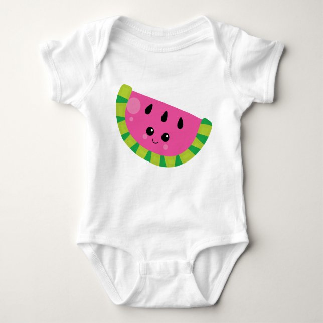Baby Kawaii Watermelon Summer Fruit Grily Bodysuit (Front)