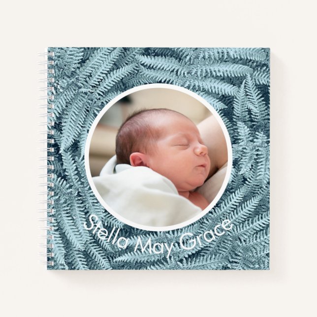 BABY KEEPSAKE JOURNAL UNIQUE SILVER FERN CUSTOM (Front)