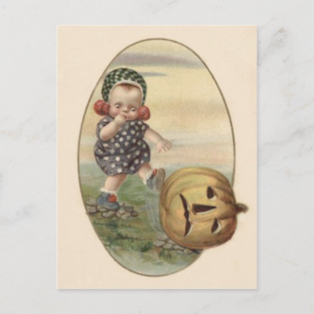 Baby Kicking Jack O' Lantern Pumpkin Postcard (Front)