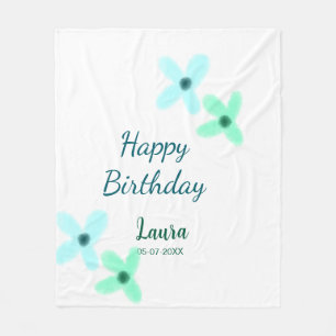 Baby kids 1st birthday add name blue green pastel  fleece blanket