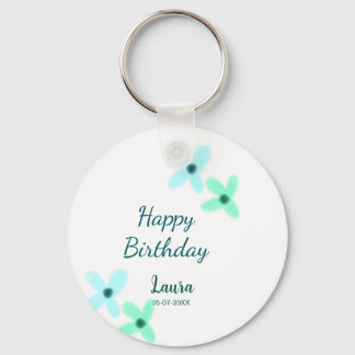 Baby kids 1st birthday add name blue green pastel  key ring