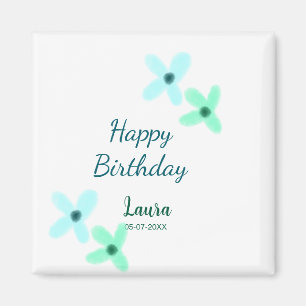 Baby kids 1st birthday add name blue green pastel  magnet