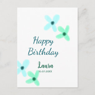 Baby kids 1st birthday add name blue green pastel postcard