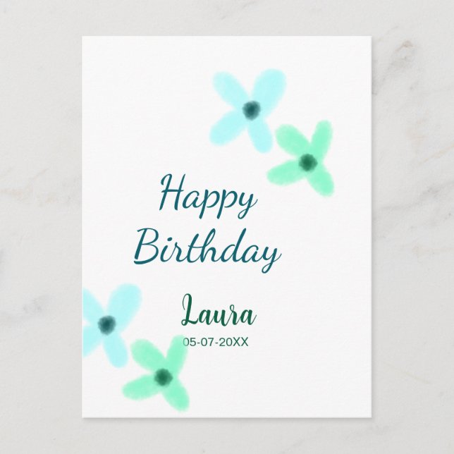 Baby kids 1st birthday add name blue green pastel  postcard (Front)