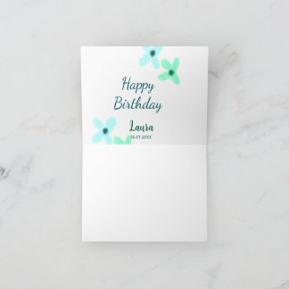 Baby kids 1st birthday add name blue green pastel  thank you card