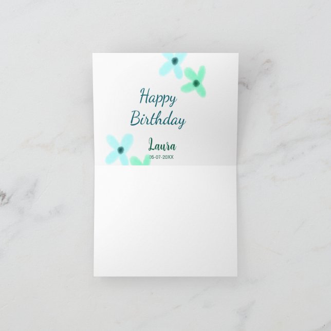 Baby kids 1st birthday add name blue green pastel  thank you card (Inside)