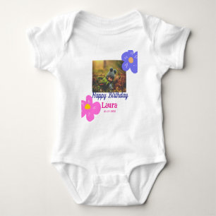 Baby kids 1st birthday add name date add photo bodysuit