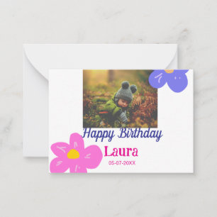 Baby kids 1st birthday add name date add photo card