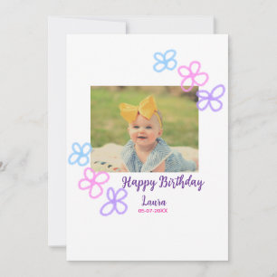 Baby kids 1st birthday add name date add photo invitation