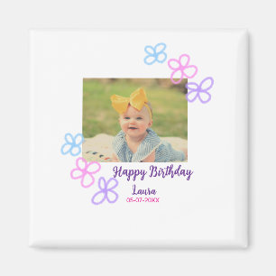 Baby kids 1st birthday add name date add photo magnet