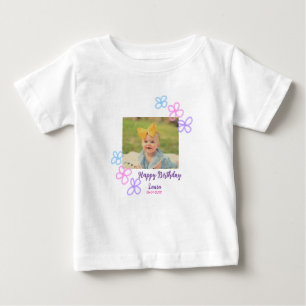 Baby kids 1st birthday add name date add photo T-Shirt