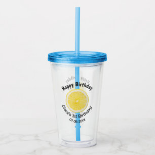 Baby kids 1st birthday lemon slice add name date m acrylic tumbler