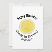 Baby kids 1st birthday lemon slice add name date m