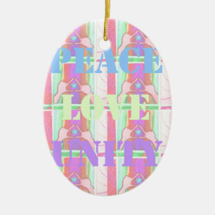 Baby Kids Peace Love Unity Hakuna Matata design.p Ceramic Tree Decoration