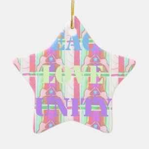 Baby Kids  Peace Love Unity Hakuna Matata design.p Ceramic Tree Decoration