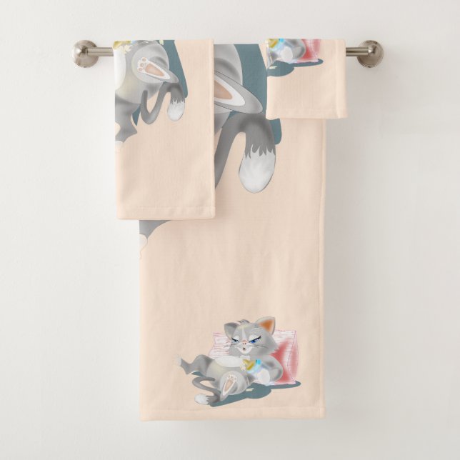 Baby Kitten Bath Towel Set Custom Colours (Insitu)