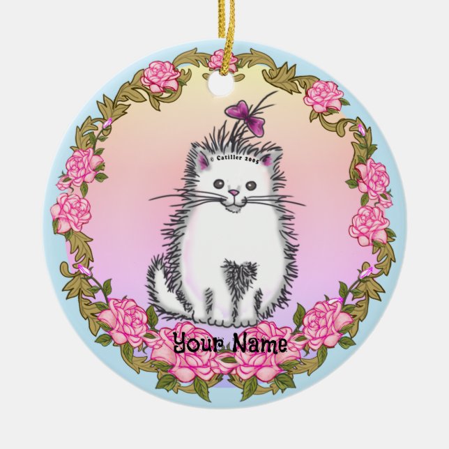 Baby Kitten Cat  Ceramic Tree Decoration (Front)