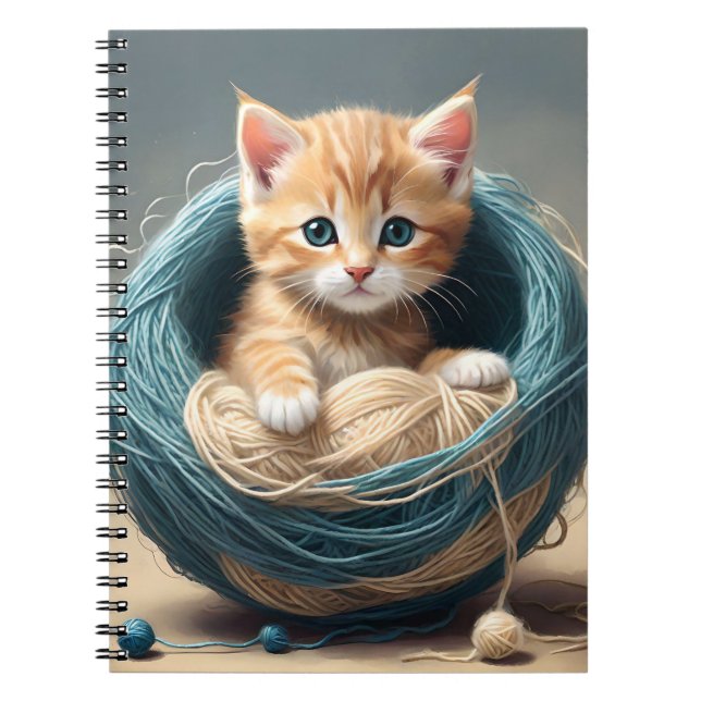 Baby Kitten In A Ball Of Wool, Notebook (Front)