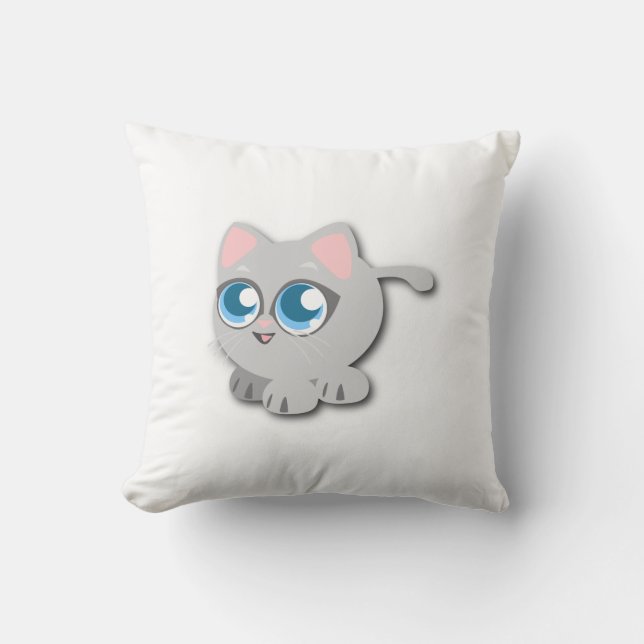 Baby Kitty Kat Throw Pillow (Front)