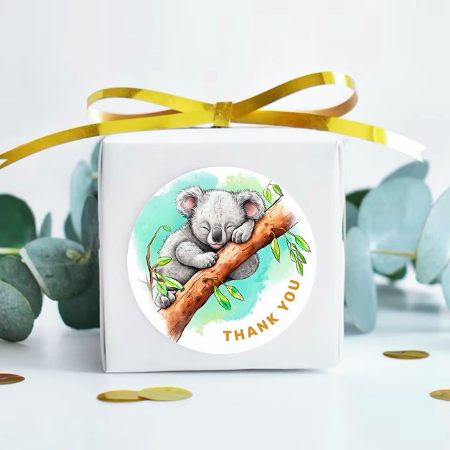 Baby Koala Baby Shower Thank You  Classic Round Sticker (Creator Uploaded)