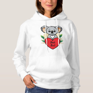 Baby Koala Bear Heart with Your Custom Message Hoodie