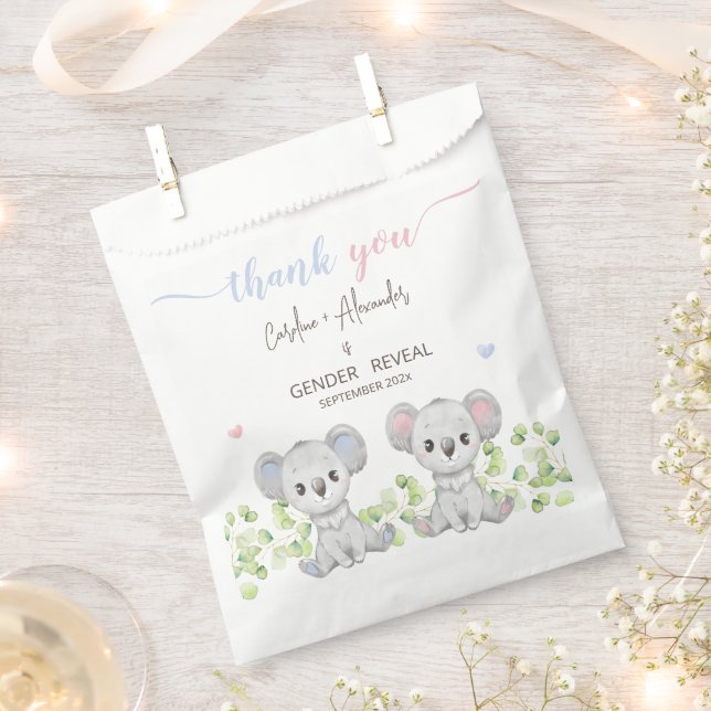 Baby Koala Gender Reveal Party Favour Bags. Bags (Clipped)