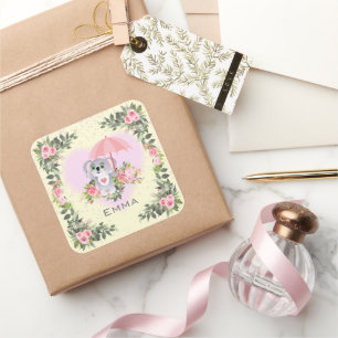 Baby Koala Personalised Nursery  Square Sticker