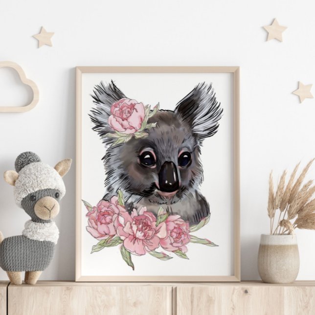 Baby Koala Rose Animal Poster | Wall Print  (Creator Uploaded)