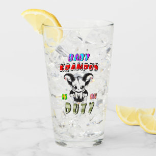 Baby Krampus Is On Duty Glass