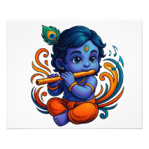 Baby Krishna with Flute – Peace Vibes | Vibrant 3D