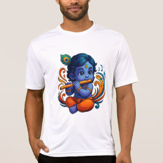 Baby Krishna with Flute – Peace Vibes | Vibrant 3D T-Shirt