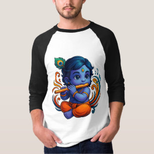 Baby Krishna with Flute – Peace Vibes   Vibrant 3D T-Shirt