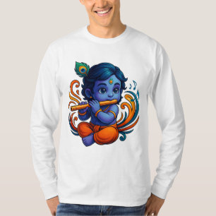 Baby Krishna with Flute – Peace Vibes   Vibrant 3D T-Shirt