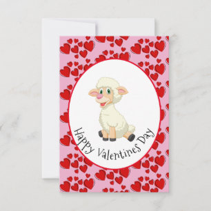 Baby Lamb And Hearts Child's Valentine Card