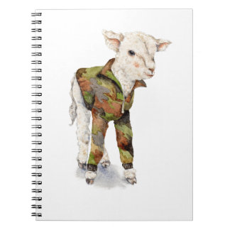Baby lamb in camouflage notebook