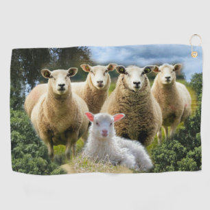 Baby Lamb Sheep Herd Flock Golf Towel