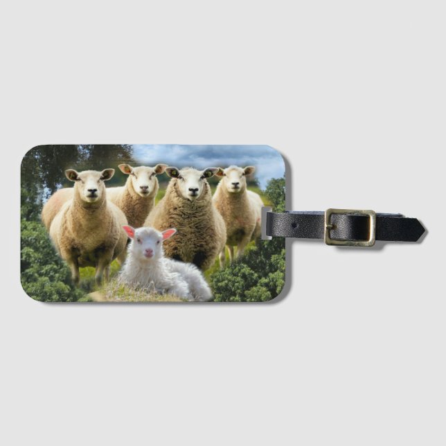 Baby Lamb Sheep Herd Flock Luggage Tag (Front Horizontal)