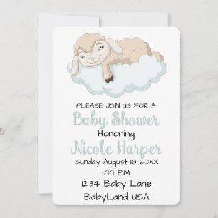 Baby Lamb Sleeping on a Cloud Holiday Card