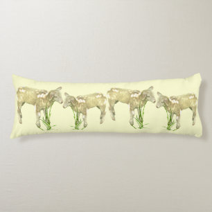 Baby Lambs on Yellow Body Pillow