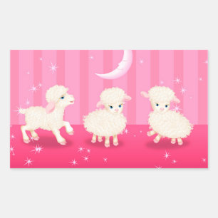 Baby Lambs Rectangular Sticker