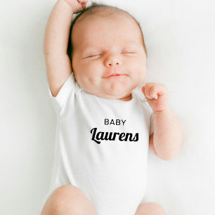 Baby Last Name Cute Modern Stylish Script Baby Bodysuit