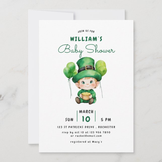Baby Leprechaun baby shower  Invitation (Front)