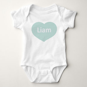 Baby Liam White blue-green Heart Baby Bodysuit