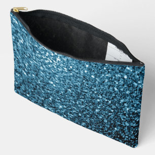 Baby light blue faux glitter sparkles accessory pouch